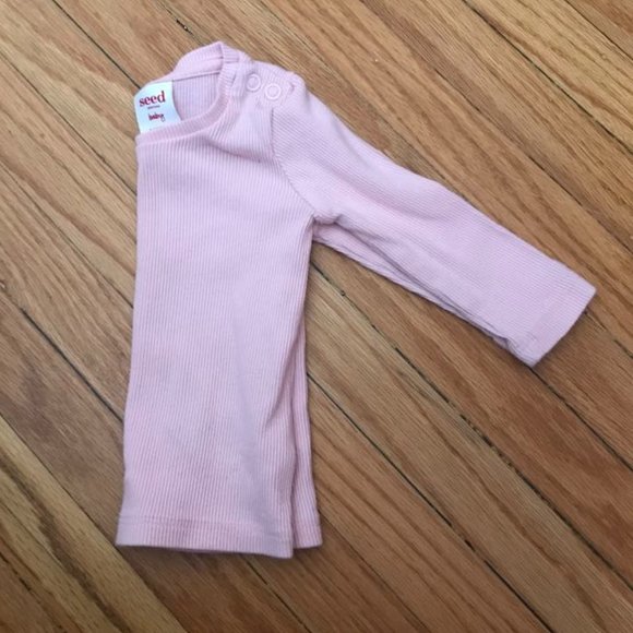 Light pink ribbed long sleeve baby shirt - Picture 4 of 5
